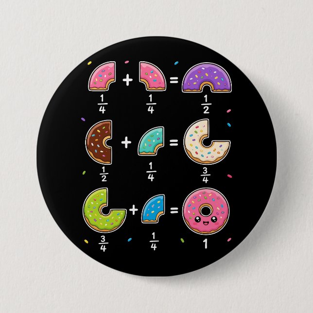 Badge Rond 7,6 Cm Blagues de maths sur les fractions de beignets (Devant)