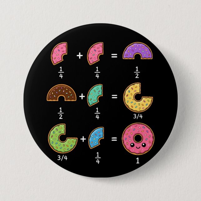 Badge Rond 7,6 Cm Blagues de maths sur les fractions de beignets (Devant)