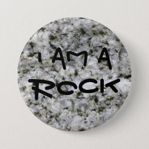 Badge Rond 7,6 Cm Blanc drôle de roche de granit je suis une roche