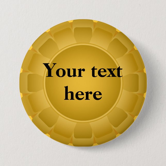 Badge Rond 7,6 Cm Blanc jaune ruban à Customiser (Devant)