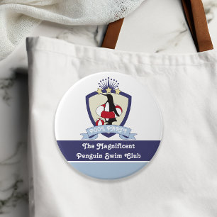 Badge Rond 7,6 Cm Blason Club de Natation Pingouin Mignon Été Fun En