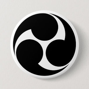 Badge Rond 7,6 Cm [Blasons Familiaux] Mitsu-domoe tournant à gauche