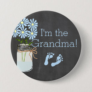 Badge Rond 7,6 Cm Bleu de pot de Masson de regard de tableau je suis