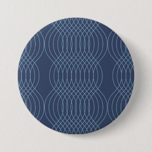 Badge Rond 7,6 Cm Bleu, décoratif, simple, moderne, art ondulé tenda