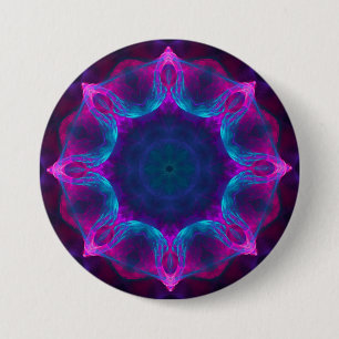 Badge Rond 7,6 Cm Bleu et rose néon foncé Kaleidoscope dégradé