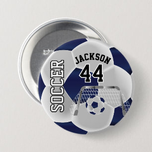 Badge Rond 7,6 Cm Bleu foncé et blanc Personnaliser le ballon de foo