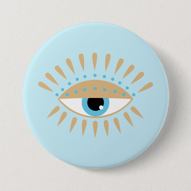 Badge Rond 7,6 Cm Bleu oculaire grec (Devant)