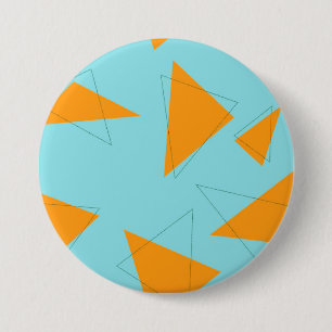 Badge Rond 7,6 Cm Bleu, orange, cool, tendance, moderne triangle mot