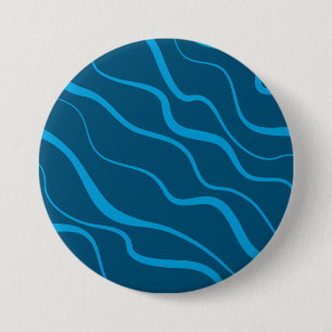 Badge Rond 7,6 Cm Bleu, simple, moderne, cool vague abstraction