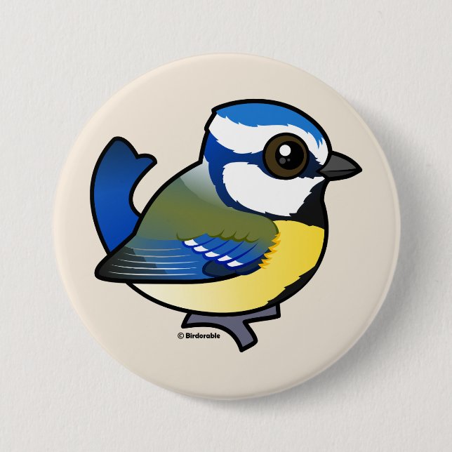 Badge Rond 7,6 Cm Bleu Tit (Devant)