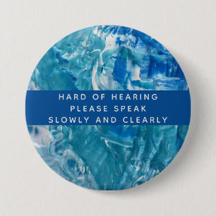 Badge Rond 7,6 Cm Bleu Turquoise blanc Abstrait dur de l'ouïe 3 pou