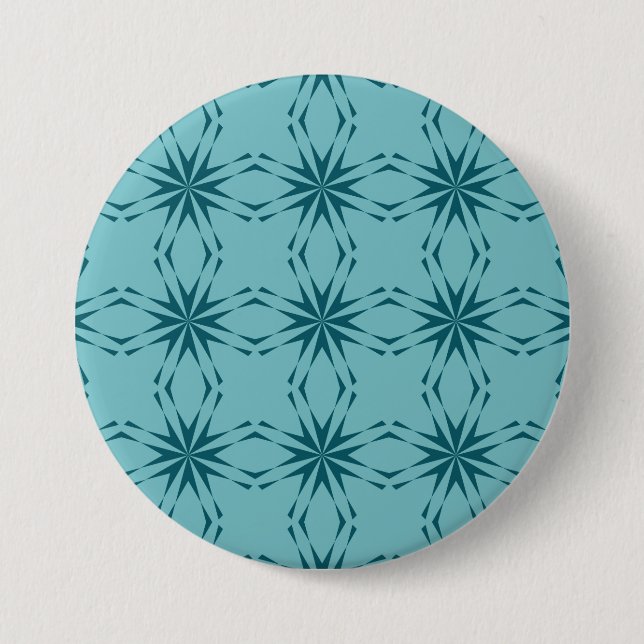Badge Rond 7,6 Cm bleu turquoise, cool, abstraction fleur tendance (Devant)