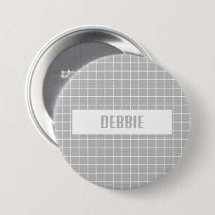 Badge Rond 7,6 Cm Blocs de carreaux gris et blanc personnalisés