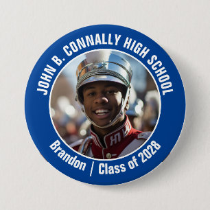 Badge Rond 7,6 Cm Blue Marching Band Photo High School Spirit