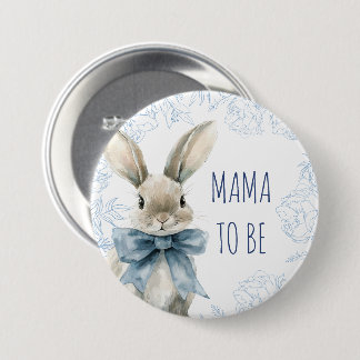 Badge Rond 7,6 Cm Blue Rabbit Maman doit être Baby shower
