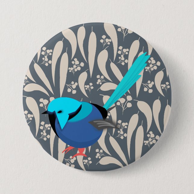 Badge Rond 7,6 Cm Blue Splendid Fairy Wren (Devant)