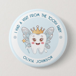 Badge Rond 7,6 Cm Blue Tooth Fairy