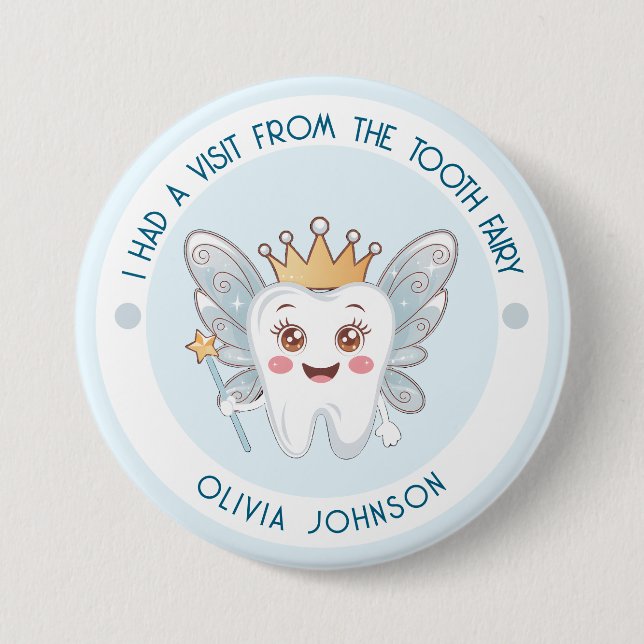 Badge Rond 7,6 Cm Blue Tooth Fairy (Devant)