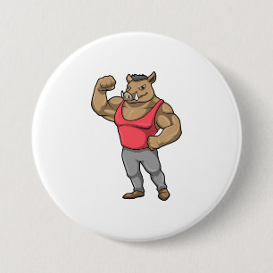 Badge Rond 7,6 Cm Boar Bodybuilder Muscles Bodybuilding