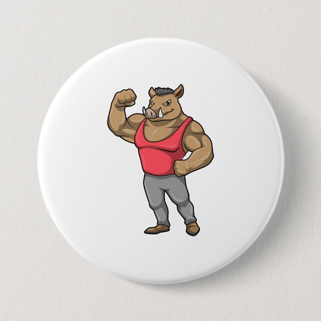 Badge Rond 7,6 Cm Boar Bodybuilder Muscles Bodybuilding (Devant)