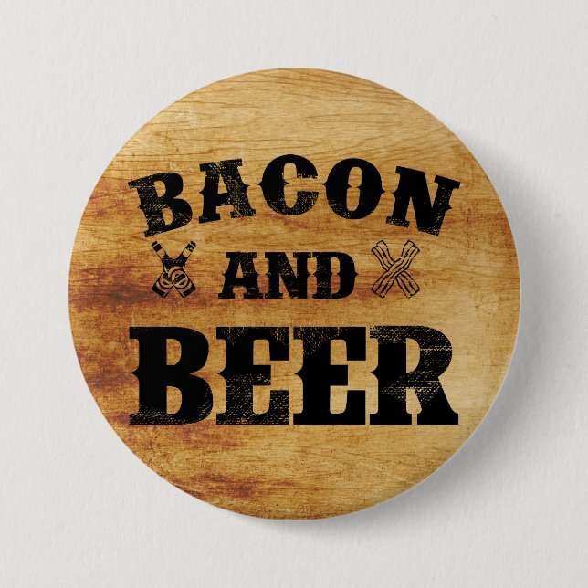Badge Rond 7,6 Cm Bois rustique de lard et de bière (Devant)