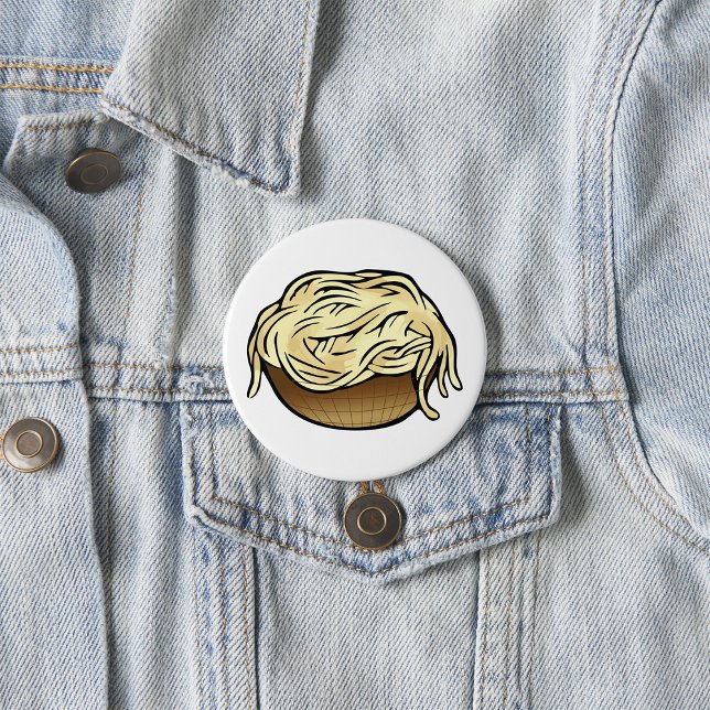 Badge Rond 7,6 Cm Bol de spaghetti Alimentation de nouilles de pâtes (Créateur téléchargé)