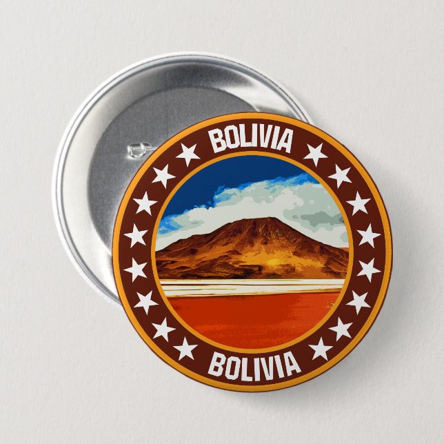Badge Rond 7,6 Cm Bolivie (Devant & derrière)