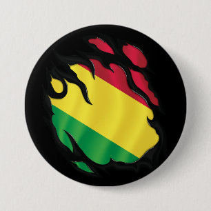 Badge Rond 7,6 Cm Bolivie déchiré le drapeau