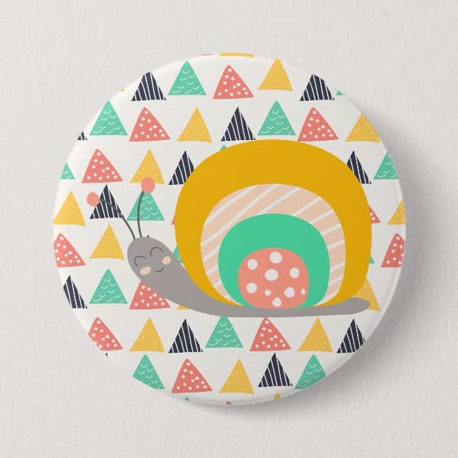 Badge Rond 7,6 Cm Bon escargot sur les triangles (Devant)
