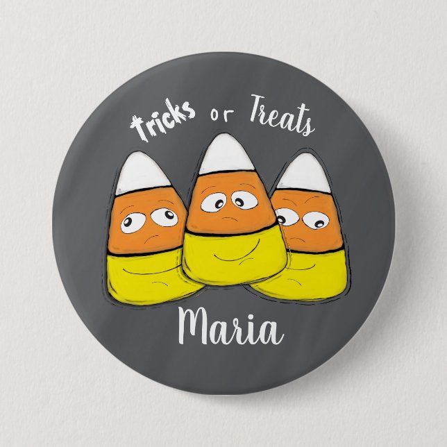 Badge Rond 7,6 Cm Bonbon de maïs d'Halloween souriant (Devant)