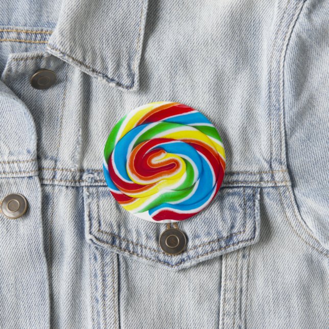 Badge Rond 7,6 Cm Bonbon sucré couleur mignon Rainbow Lollipop (En situation)