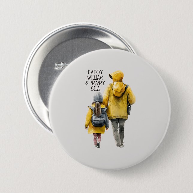Badge Rond 7,6 Cm Bond père et fille (Devant & derrière)