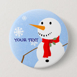 Badge Rond 7,6 Cm Bonhomme de neige rustique d'old-fashioned de pays