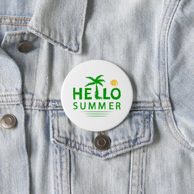 Badge Rond 7,6 Cm Bonjour été (En situation)