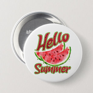 Badge Rond 7,6 Cm Bonjour été Aquarelle