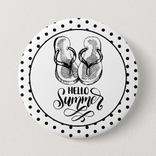 Badge Rond 7,6 Cm Bonjour sandales à boutons d'été