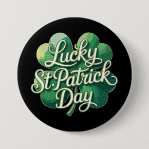 Badge Rond 7,6 Cm Bonne Saint-Patrick Typographie Vintage Quatre