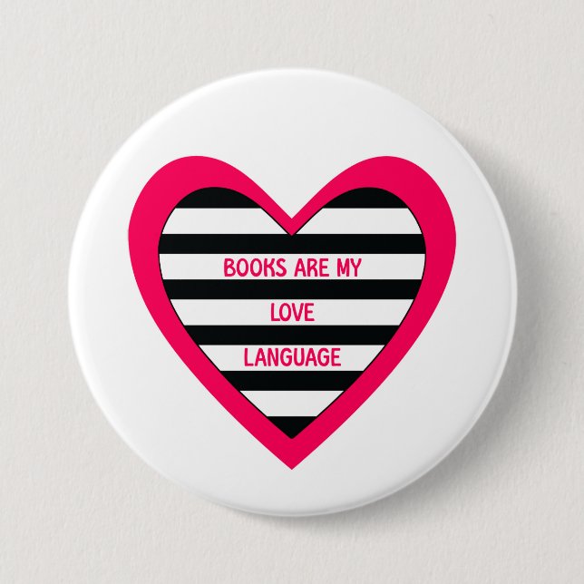 Badge Rond 7,6 Cm Books Love (Devant)