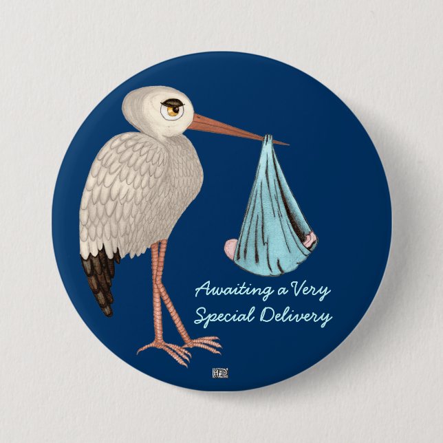 Badge Rond 7,6 Cm Bouche classique (bleu) (Baby shower) (Devant)