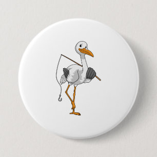 Badge Rond 7,6 Cm Bouche en Fisher avec canne à pêche