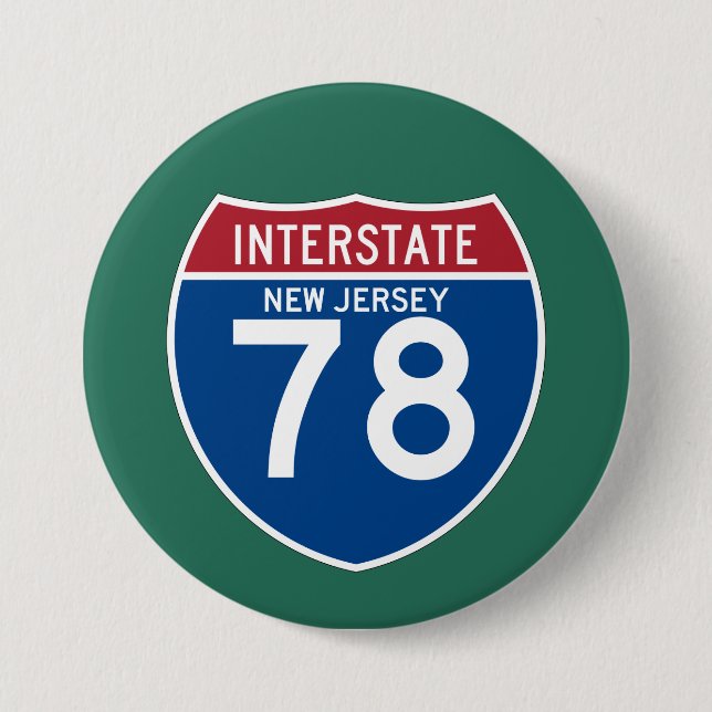 Badge Rond 7,6 Cm Bouclier d'autoroute nationale du New Jersey NJ (Devant)
