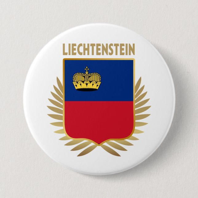 Badge Rond 7,6 Cm Bouclier indicateur du Liechtenstein (Devant)