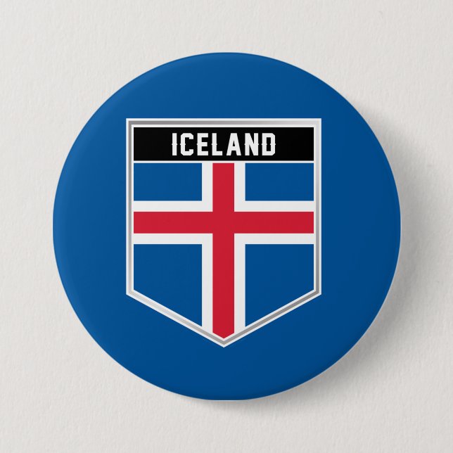 Badge Rond 7,6 Cm Bouclier indicateur Islande (Devant)