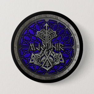 Badge Rond 7,6 Cm Bouclier Royal Blue Mjolnir