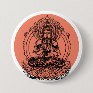 Badge Rond 7,6 Cm Bouddha lotus