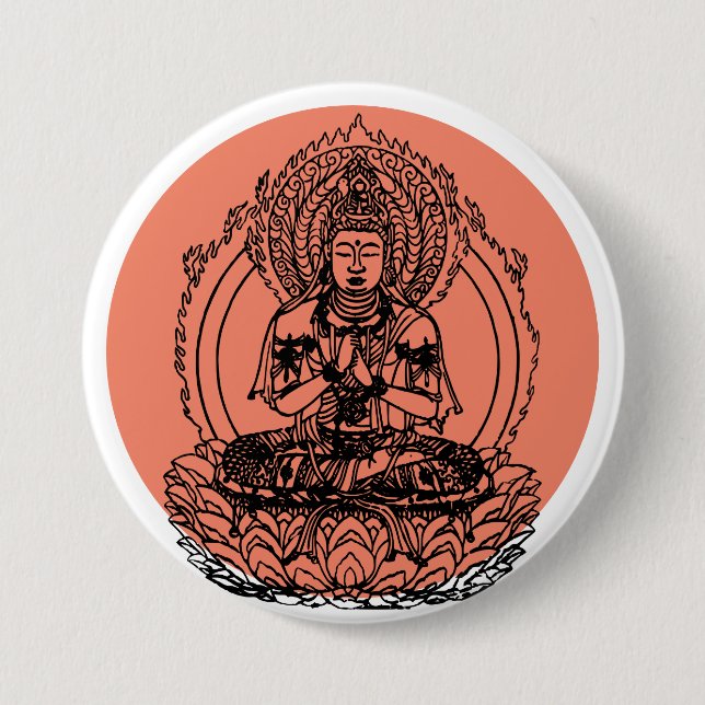 Badge Rond 7,6 Cm Bouddha lotus (Devant)