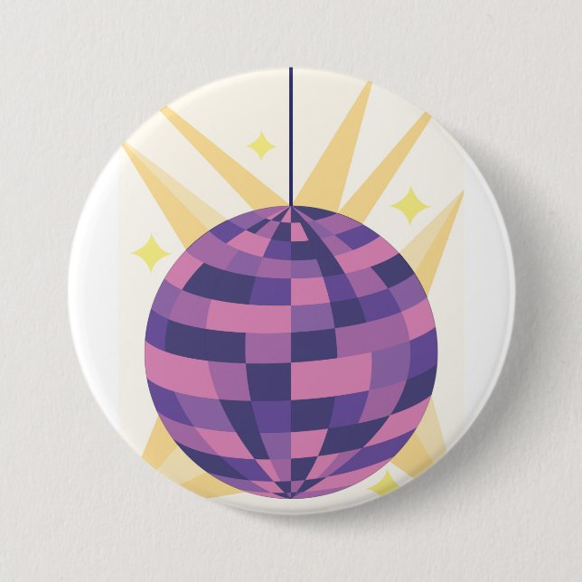 Badge Rond 7,6 Cm Boule Disco (Devant)