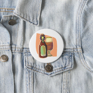 Badge Rond 7,6 Cm Bouteille de bière artisanale et verre Brasserie r