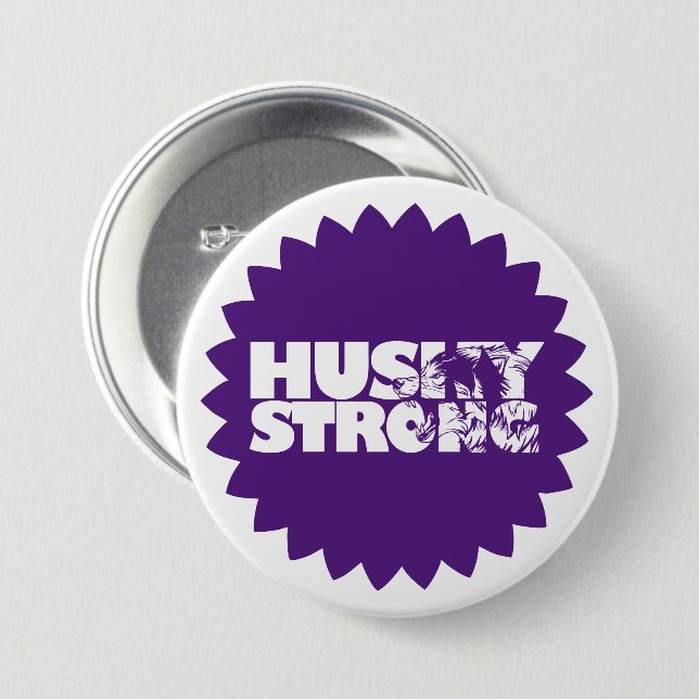 Badge Rond 7,6 Cm Bouton à épingle ferme Husky (Devant & derrière)