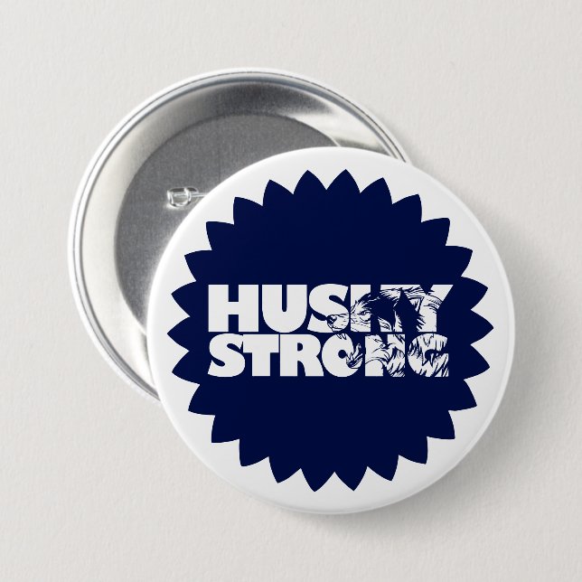 Badge Rond 7,6 Cm Bouton à épingle ferme Husky (Devant & derrière)
